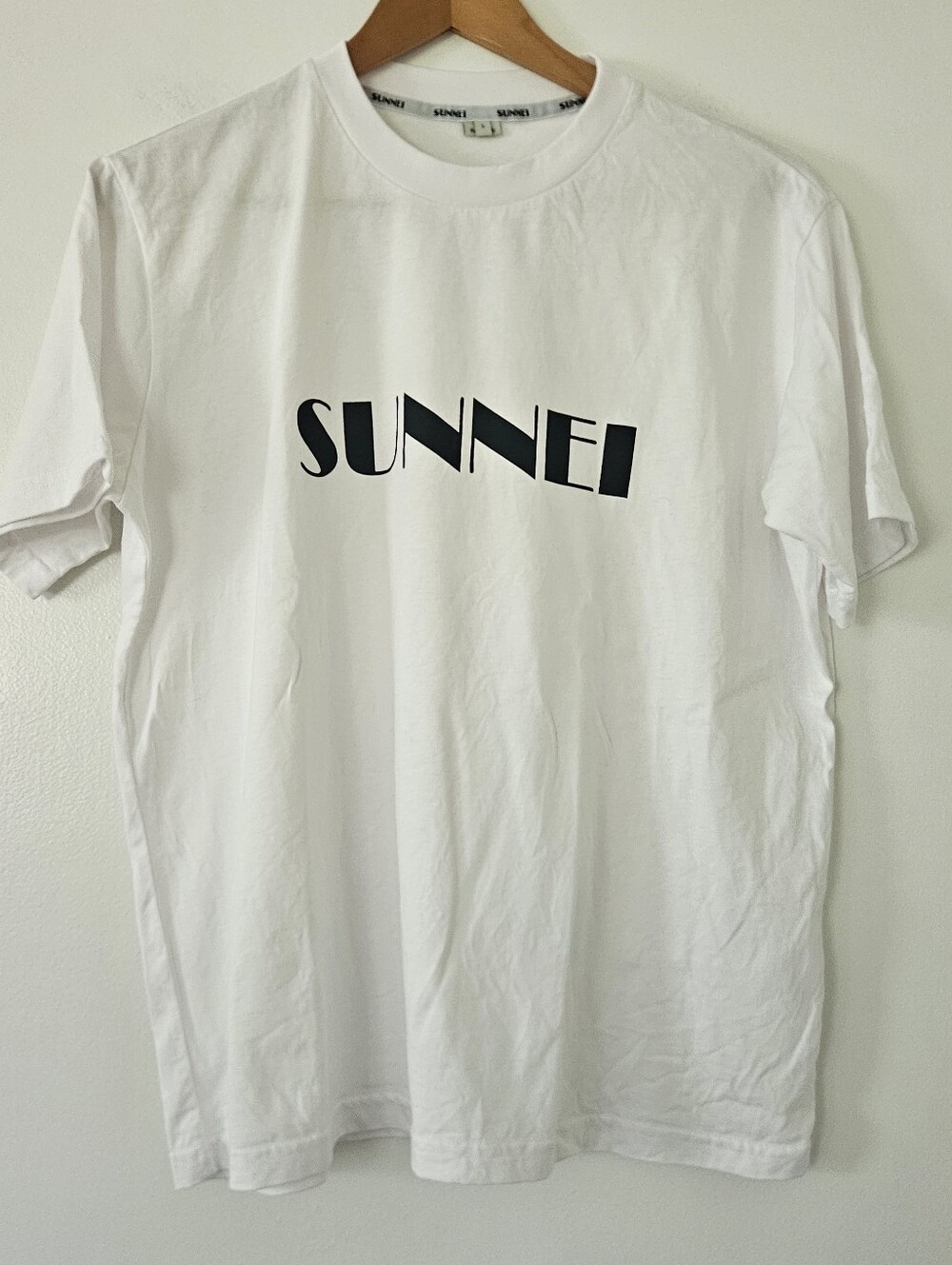 Sunnei Mens T-shirt S White Logo Italy Minimalist Crew Neck Minimalist Designer